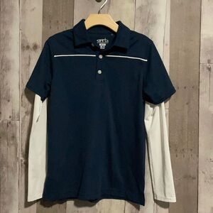 Garb layer navy & white long sleeve golf polo 7-8